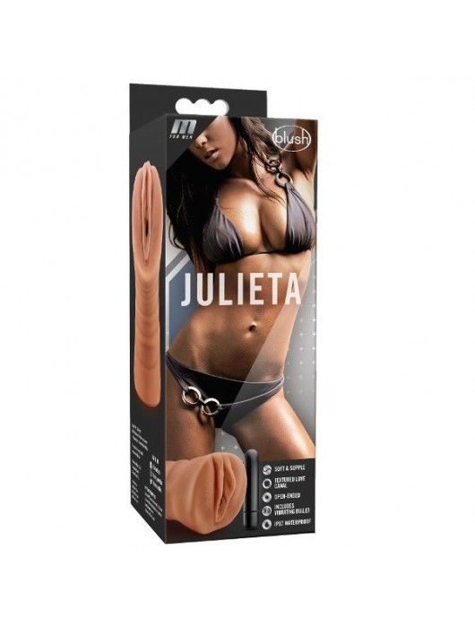 Мастурбатор-вагина цвета карамели Julieta с вибрацией - Blush Novelties - в Жуковском купить с доставкой