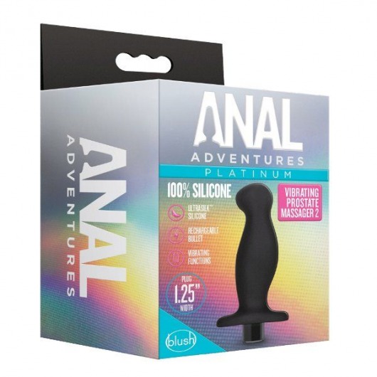 Черный анальный вибромассажёр Silicone Vibrating Prostate Massager 02 - 10,8 см. - Blush Novelties - в Жуковском купить с доставкой