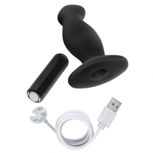 Черный анальный вибромассажёр Silicone Vibrating Prostate Massager 02 - 10,8 см. - Blush Novelties - в Жуковском купить с доставкой