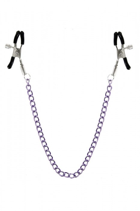 Зажимы для сосков с фиолетовой цепочкой Sweet Caress Nipple Chain - Sweet Caress - купить с доставкой в Жуковском