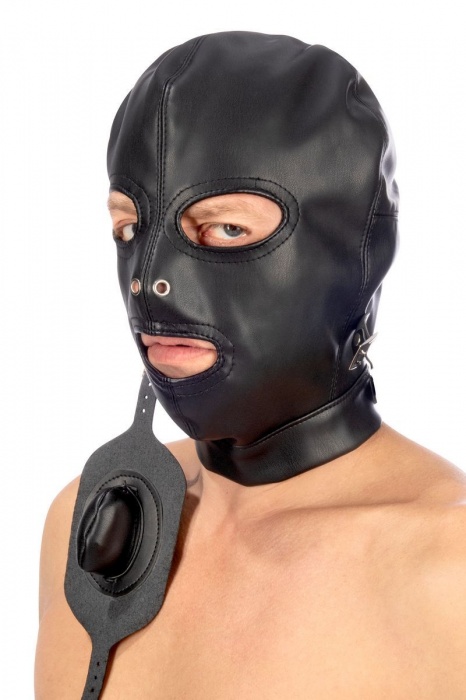 Маска-шлем с прорезями для глаз и регулируемым кляпом - Fetish Tentation - купить с доставкой в Жуковском