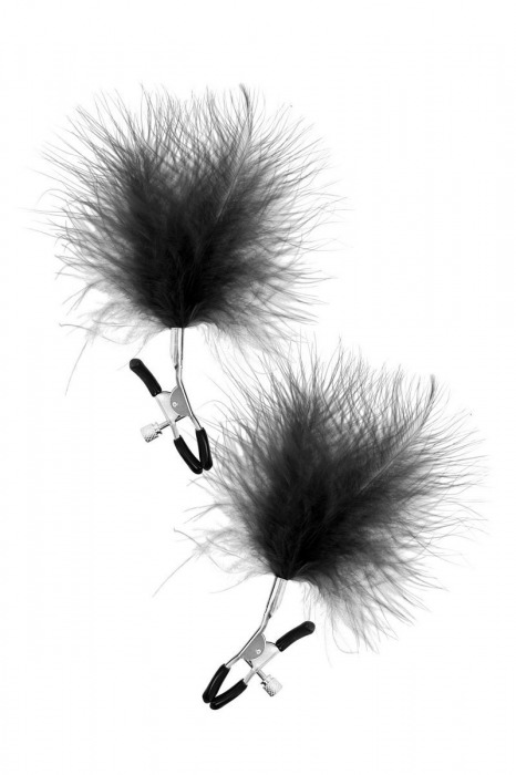 Зажимы на соски с черными пуховыми кисточками Sweet Caress Feather Nipple Clumps - Sweet Caress - купить с доставкой в Жуковском
