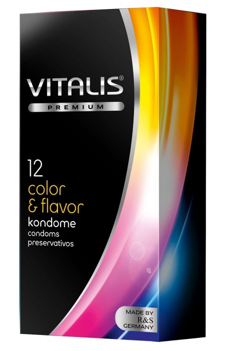 Цветные ароматизированные презервативы VITALIS PREMIUM color   flavor - 12 шт. - Vitalis - купить с доставкой в Жуковском