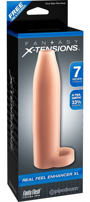 Телесная насадка Real Feel Enhancer XL - 17 см. - Pipedream - в Жуковском купить с доставкой