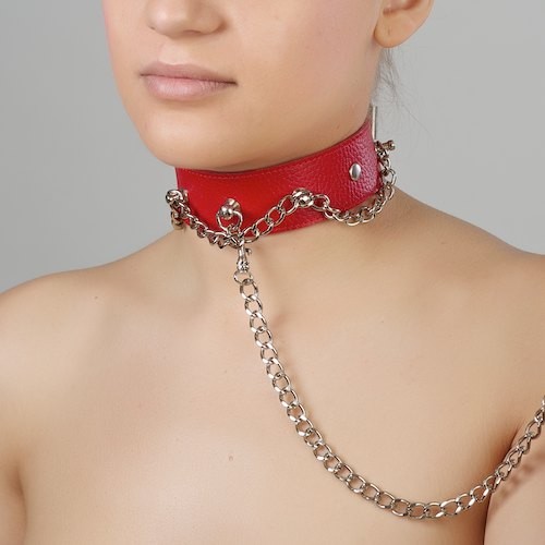 Красный ошейник из натуральной кожи - Sitabella - купить с доставкой в Жуковском