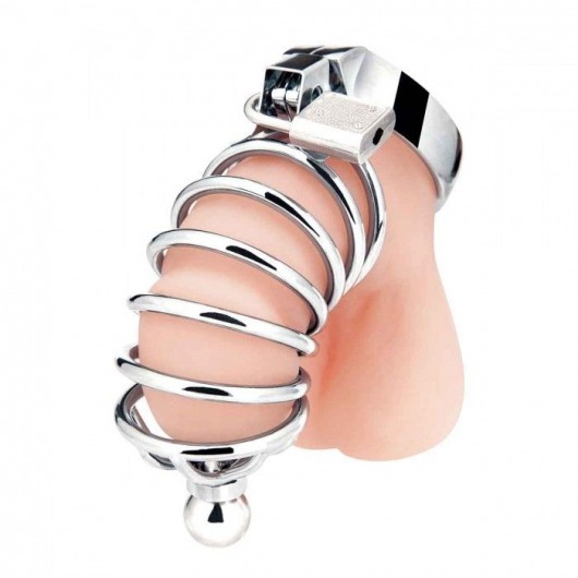 Серебристая клетка для члена Urethral Play Cage - BlueLine - купить с доставкой в Жуковском