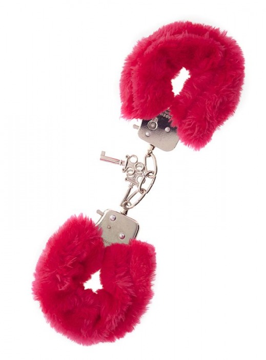 Металлические наручники с красной меховой опушкой METAL HANDCUFF WITH PLUSH RED - Dream Toys - купить с доставкой в Жуковском