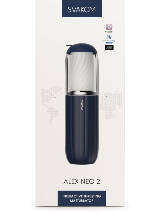 Черно-белый интерактивный мастурбатор Alex Neo 2 - Svakom - в Жуковском купить с доставкой