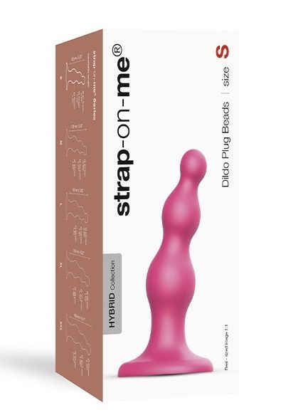 Розовая насадка Strap-On-Me Dildo Plug Beads size S - Strap-on-me - купить с доставкой в Жуковском