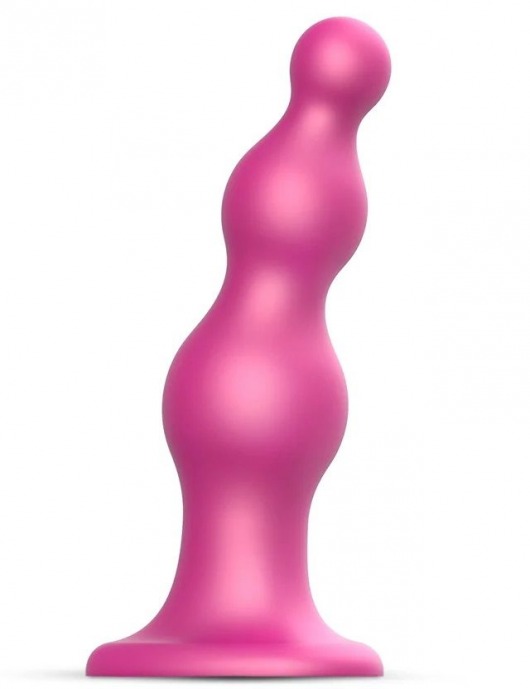 Розовая насадка Strap-On-Me Dildo Plug Beads size L - Strap-on-me - купить с доставкой в Жуковском