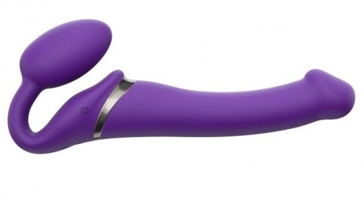 Фиолетовый безремневой вибрострапон Vibrating Bendable Strap-On - size L - Strap-on-me - купить с доставкой в Жуковском