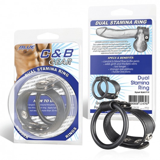Двойное кольцо выносливости на пенис DUAL STAMINA RING - BlueLine - в Жуковском купить с доставкой