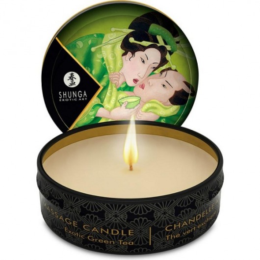 Массажная свеча Exotic Green Tea с ароматом зелёного чая - 30 мл. - Shunga - купить с доставкой в Жуковском