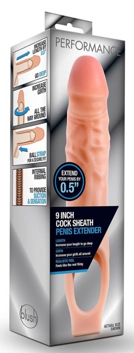 Телесная насадка на пенис 9 Inch Cock Sheath Extender - 22,2 см. - Blush Novelties - в Жуковском купить с доставкой