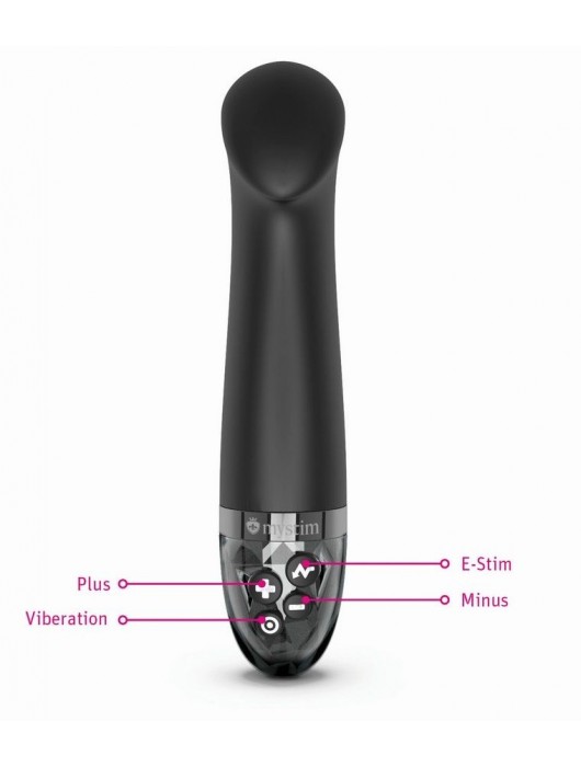 Черный вибратор с функцией электростимуляции Right on Ron - 17 см. - MyStim - купить с доставкой в Жуковском