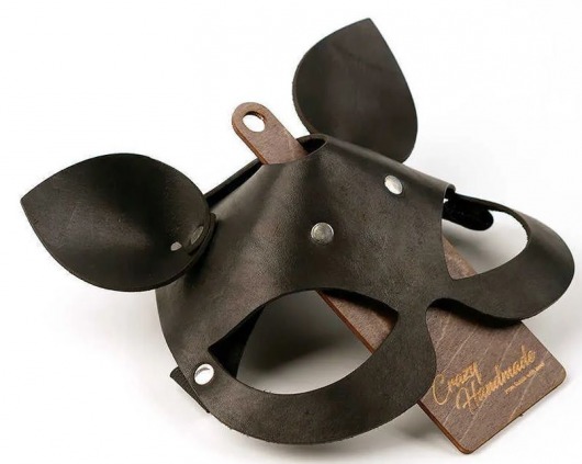 Черная кожаная маска  Кошка  с маленькими ушками - Crazy Handmade - купить с доставкой в Жуковском