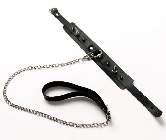 Черный ошейник с шипами и поводком - Crazy Handmade - купить с доставкой в Жуковском