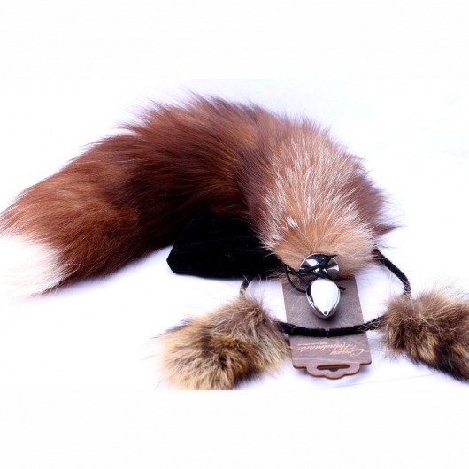 Игровой комплект: серебристая анальная пробка с пушистым хвостом и ободок-ушки - Crazy Handmade - купить с доставкой в Жуковском