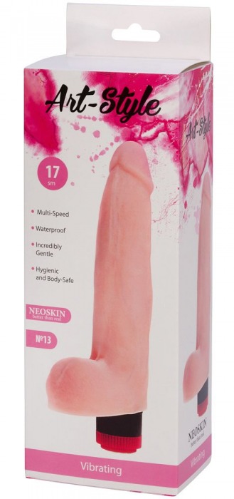 Реалистичный вибратор ART-Style №13 с аккуратной головкой - 21 см. - Art-Style