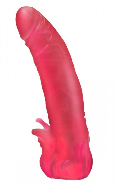 Розовая насадка для страпона с клиторальными лепестками - 18,5 см. - LOVETOY (А-Полимер) - купить с доставкой в Жуковском