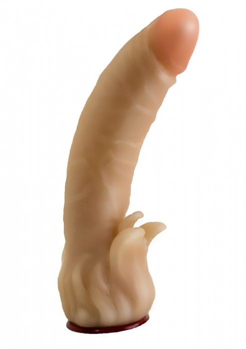Телесная гелевая насадка-фаллос с клиторальными лепестками - 18,5 см. - LOVETOY (А-Полимер) - купить с доставкой в Жуковском