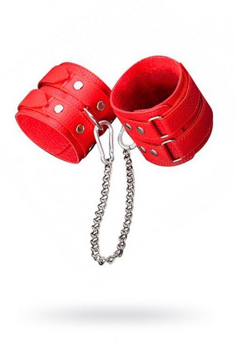 Кожаные красные оковы с цепочкой - Sitabella - купить с доставкой в Жуковском