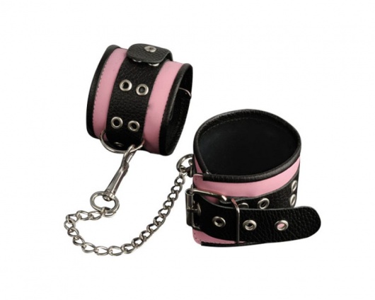 Кожаные розовые оковы с черным широким ремешком - Sitabella - купить с доставкой в Жуковском