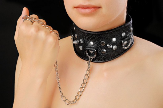 Чёрный ошейник из кожи - Sitabella - купить с доставкой в Жуковском