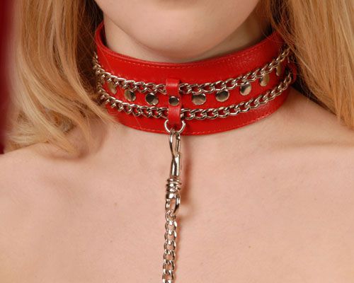 Красный ошейник с цепочками - Sitabella - купить с доставкой в Жуковском