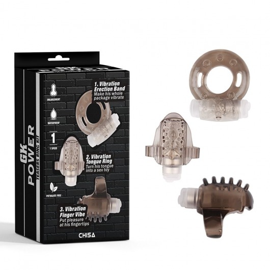 Набор из 3 дымчатых эрекционных колец с вибрацией Teasers Ring Kit - Chisa - в Жуковском купить с доставкой