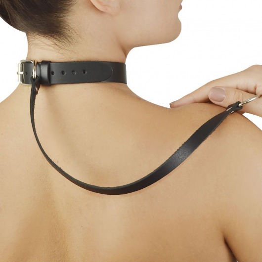 Ярко-розовый меховой ошейник с кожаным поводком - Sitabella - купить с доставкой в Жуковском