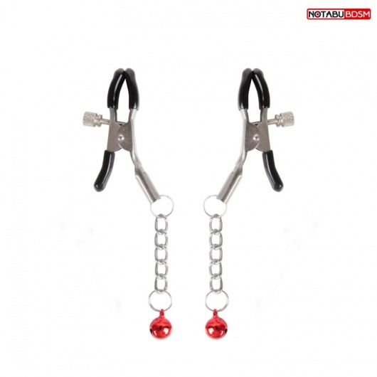 Серебристые зажимы на соски с шариками на цепочках - Notabu - купить с доставкой в Жуковском