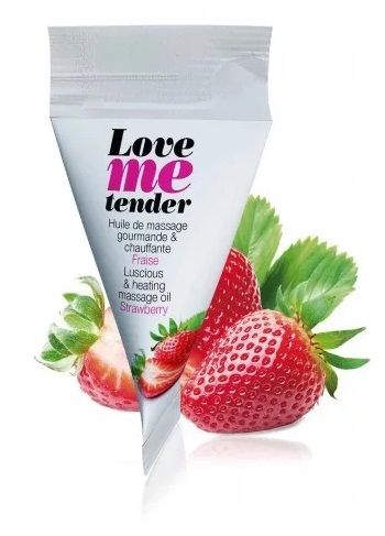 Съедобное согревающее массажное масло Love Me Tender Strawberry с ароматом клубники - 10 мл. - Love to Love - купить с доставкой в Жуковском