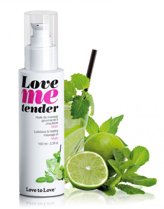 Съедобное согревающее массажное масло Love Me Tender Mojito с ароматом мохито - 100 мл. - Love to Love - купить с доставкой в Жуковском
