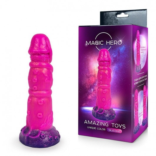 Розовый рельефный фантазийный фаллоимитатор - 20 см. - Bior toys - купить с доставкой в Жуковском