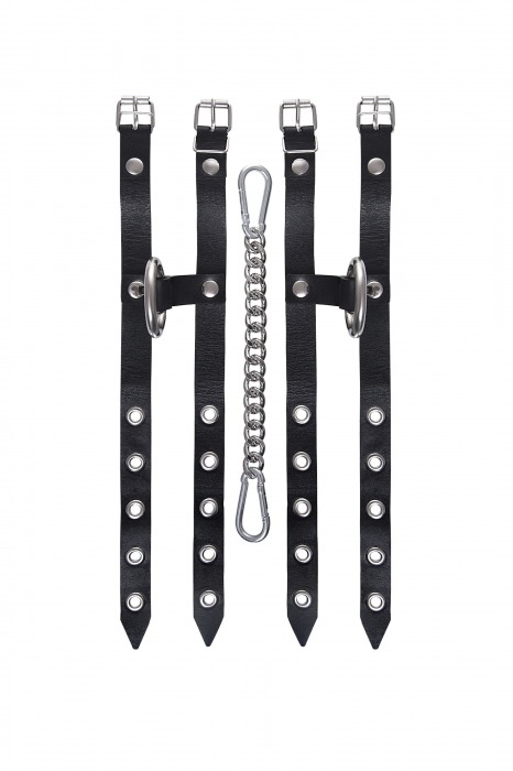 Черные однослойные кожаные оковы из двух ремешков - Pecado - купить с доставкой в Жуковском