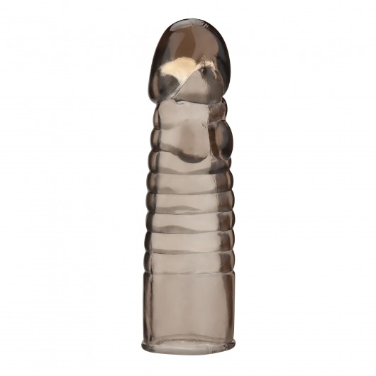 Дымчатая насадка-удлинитель Ribbed Realistic Penis Enhancing Sleeve Extension - 15,2 см. - BlueLine - в Жуковском купить с доставкой