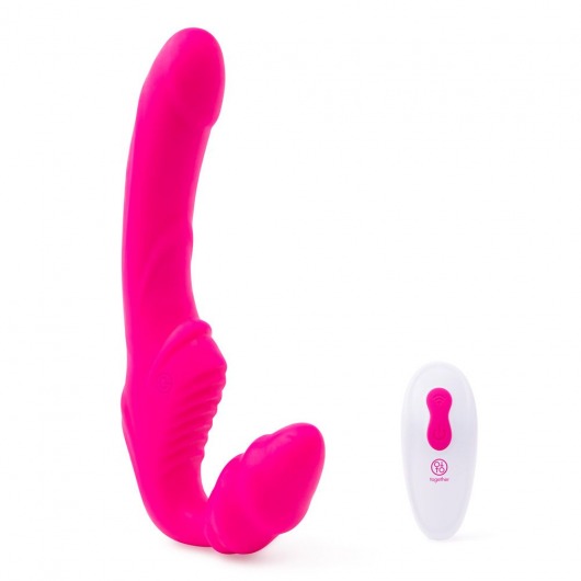 Розовый безремневой страпон на радиоуправлении Strapless Together - 22 см. - Together Toy - купить с доставкой в Жуковском