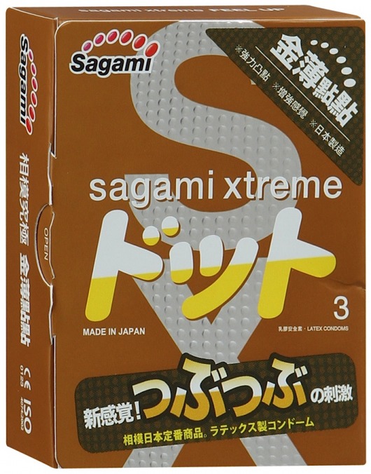 Презервативы Sagami Xtreme FEEL UP с точечной текстурой и линиями прилегания - 3 шт. - Sagami - купить с доставкой в Жуковском