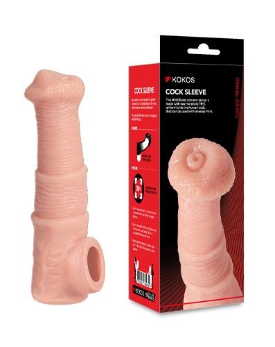 Телесная фантазийная насадка на член Cock Sleeve Size M - KOKOS - в Жуковском купить с доставкой
