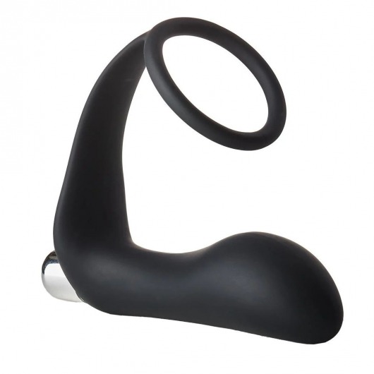 Черное эрекционное кольцо с вибропробкой Vibrating Anal Plug With Cockring - Dream Toys - в Жуковском купить с доставкой