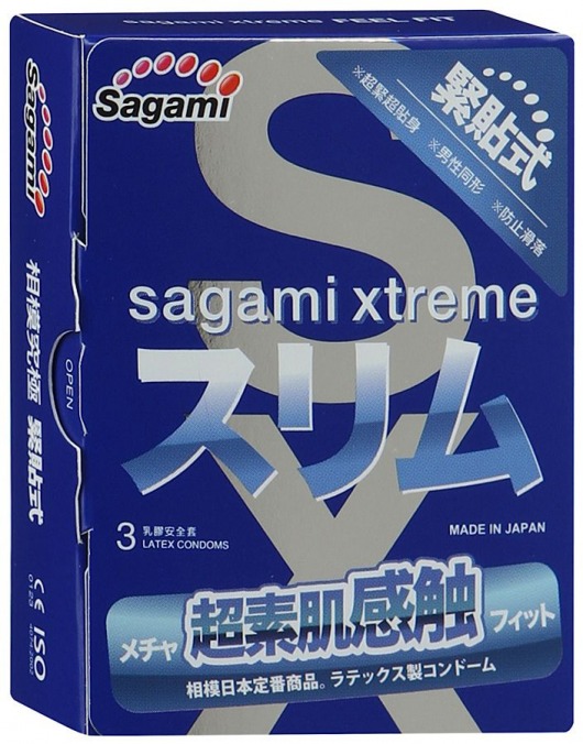Розовые презервативы Sagami Xtreme FEEL FIT 3D - 3 шт. - Sagami - купить с доставкой в Жуковском