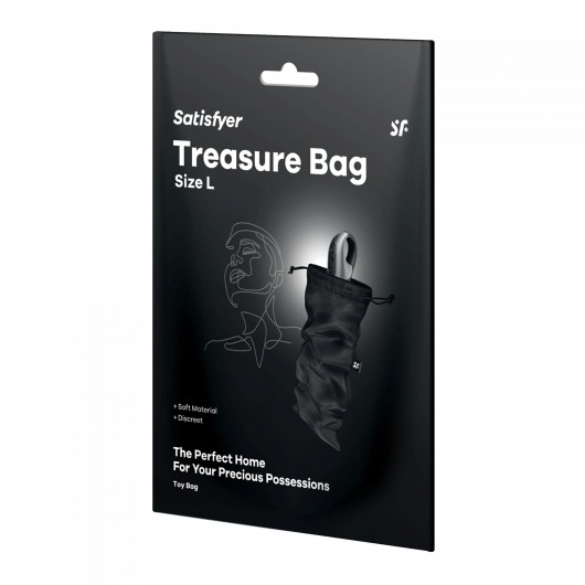 Черный мешочек для хранения игрушек Treasure Bag L - Satisfyer - купить с доставкой в Жуковском