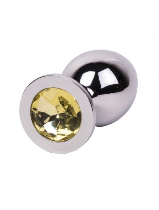 Большой стальной плаг с желтым кристаллом Sweet Lemon - 9,5 см. - Erotic Fantasy - купить с доставкой в Жуковском
