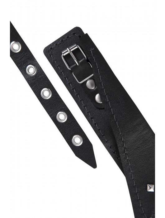 Черный кожаный ошейник-воротник с поводком - Pecado - купить с доставкой в Жуковском