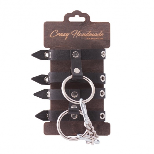 Черные однослойные наручники из натуральной кожи - Crazy Handmade - купить с доставкой в Жуковском