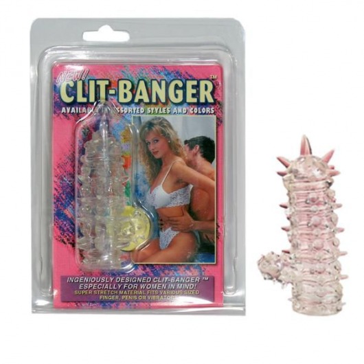 Прозрачная насадка с шипами и клиторальной шишечкой CLIT-BANGER SLEEVE IN CLEAR - Tonga - в Жуковском купить с доставкой
