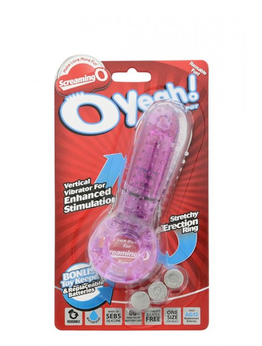 Фиолетовое эрекционное кольцо с вибрацией и пальчиком OYEAH PURPLE - Screaming O - в Жуковском купить с доставкой
