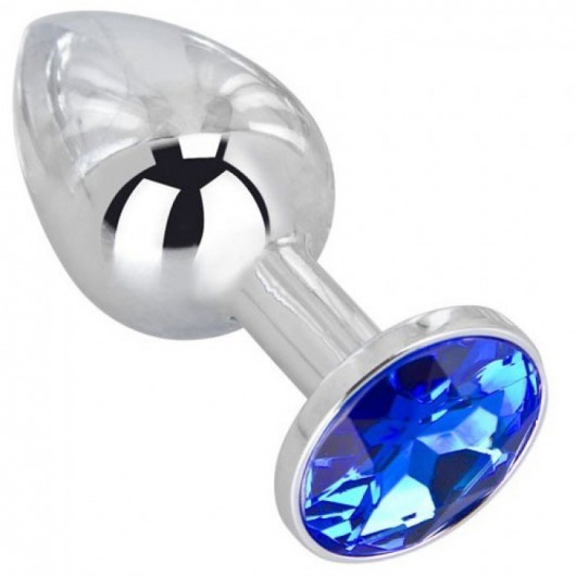 Анальное украшение BUTT PLUG  Small с синим кристаллом - 7 см. - Anal Jewelry Plug - купить с доставкой в Жуковском