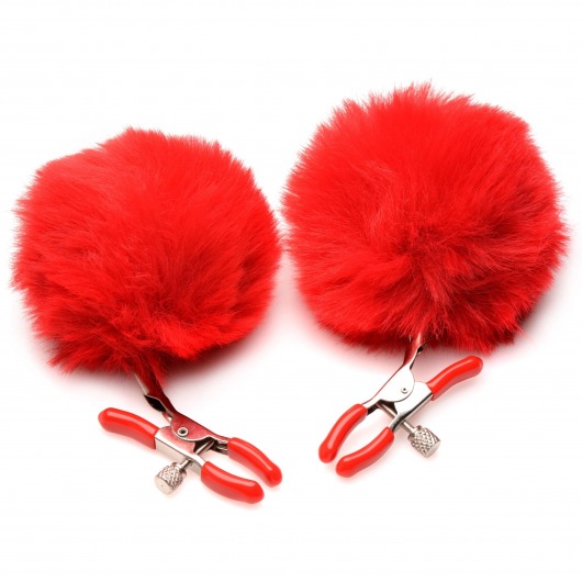 Красные зажимы на соски с помпонами Pom Pom - XR Brands - купить с доставкой в Жуковском